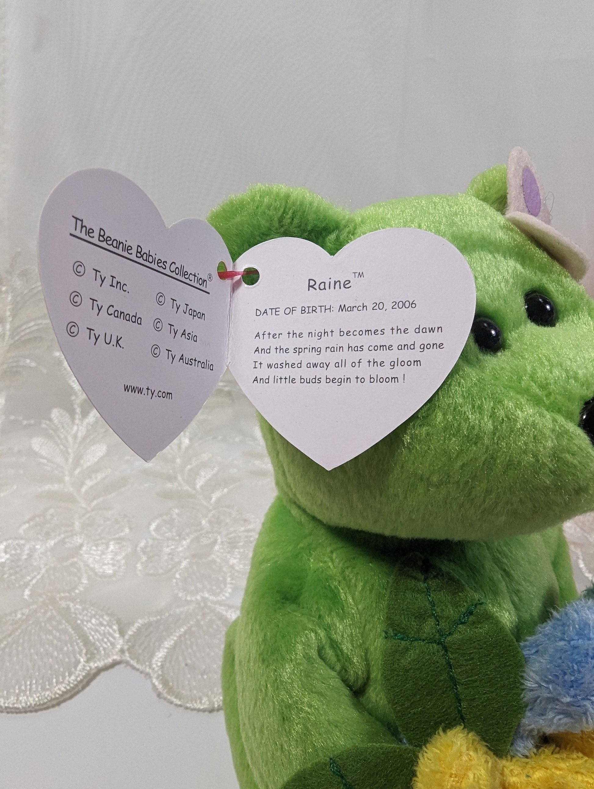 Ty Beanie Baby - Raine The Green Bear (8.5in) *Rare* Ty Store Exclusive - Vintage Beanies Canada