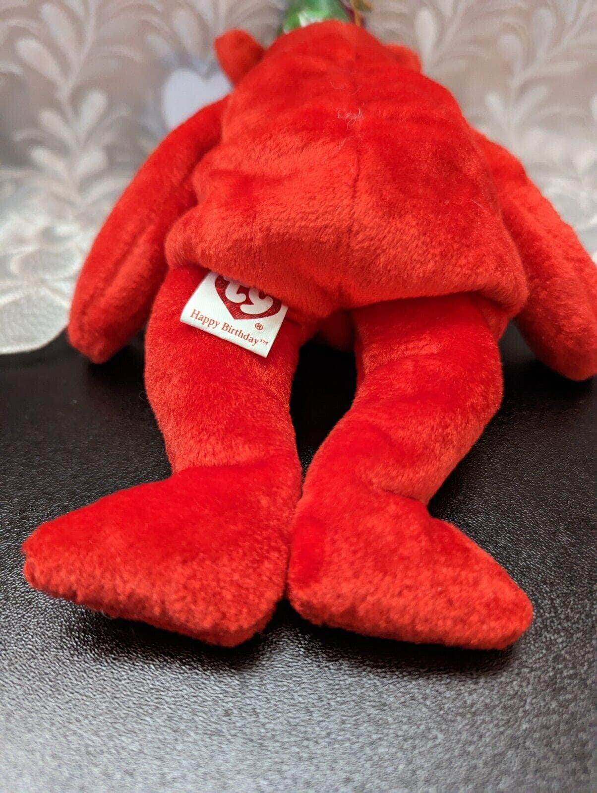 Ty Beanie Baby - Red Happy Birthday Teddy Bear With Party Hat (9in) - Vintage Beanies Canada