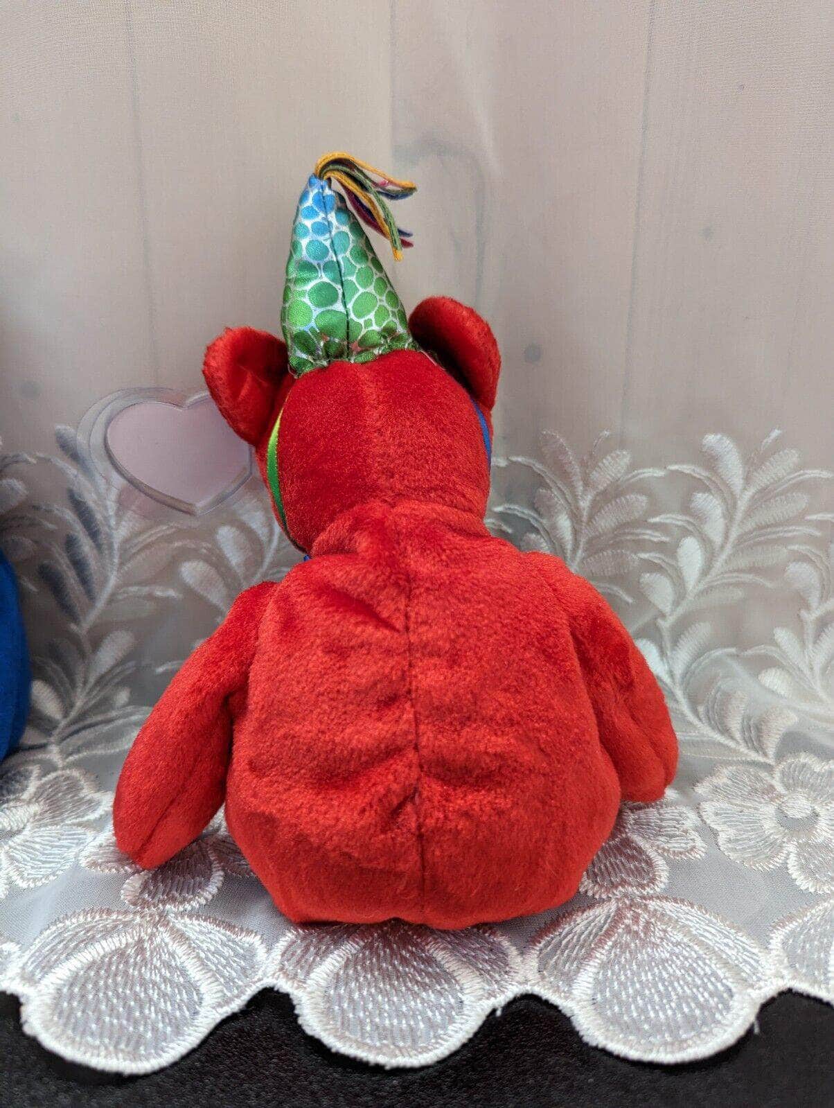 Ty Beanie Baby - Red Happy Birthday Teddy Bear With Party Hat (9in) - Vintage Beanies Canada