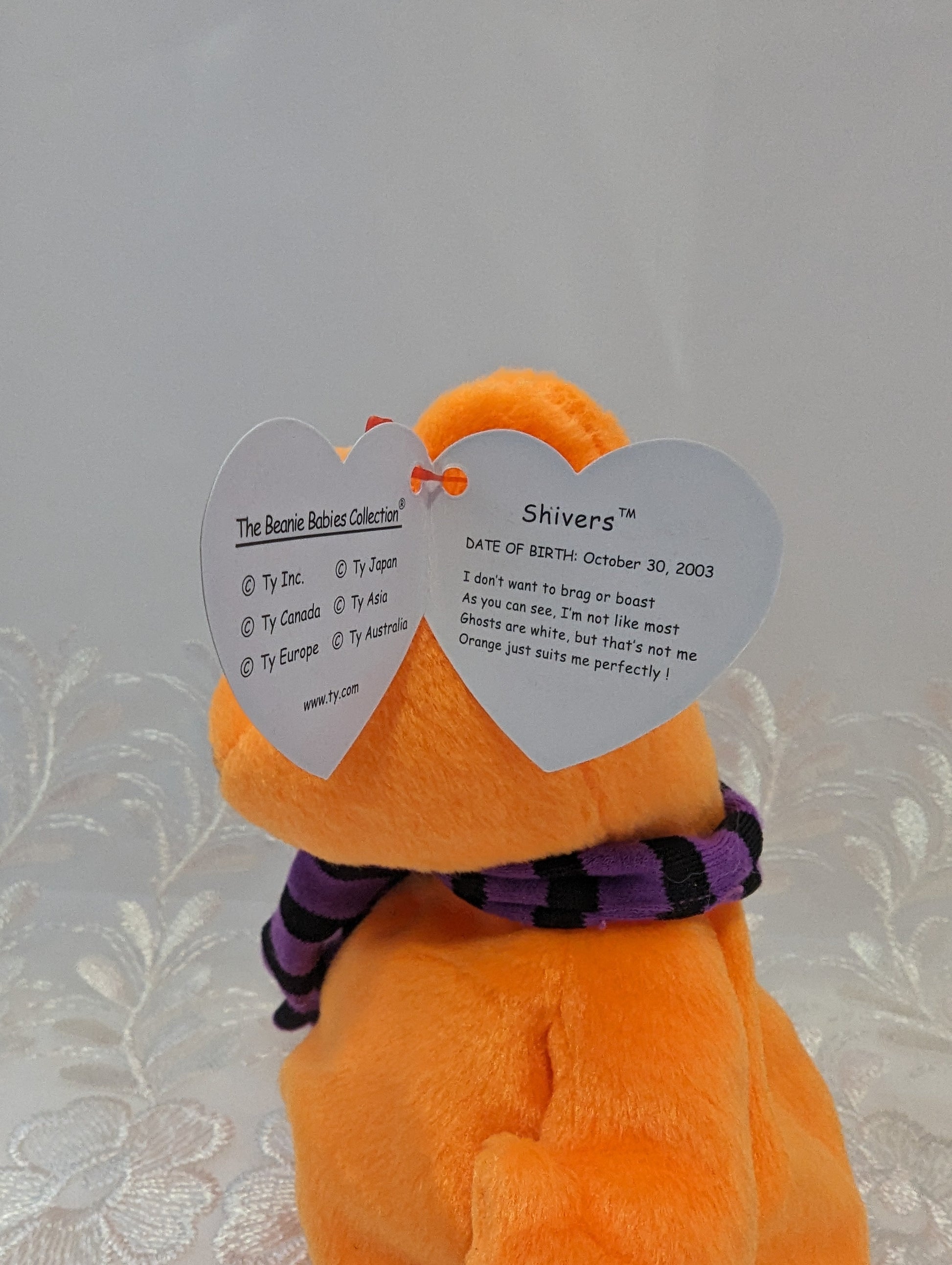 Ty Beanie Baby - Shivers The Orange Ghost Bear (6in) - Vintage Beanies Canada