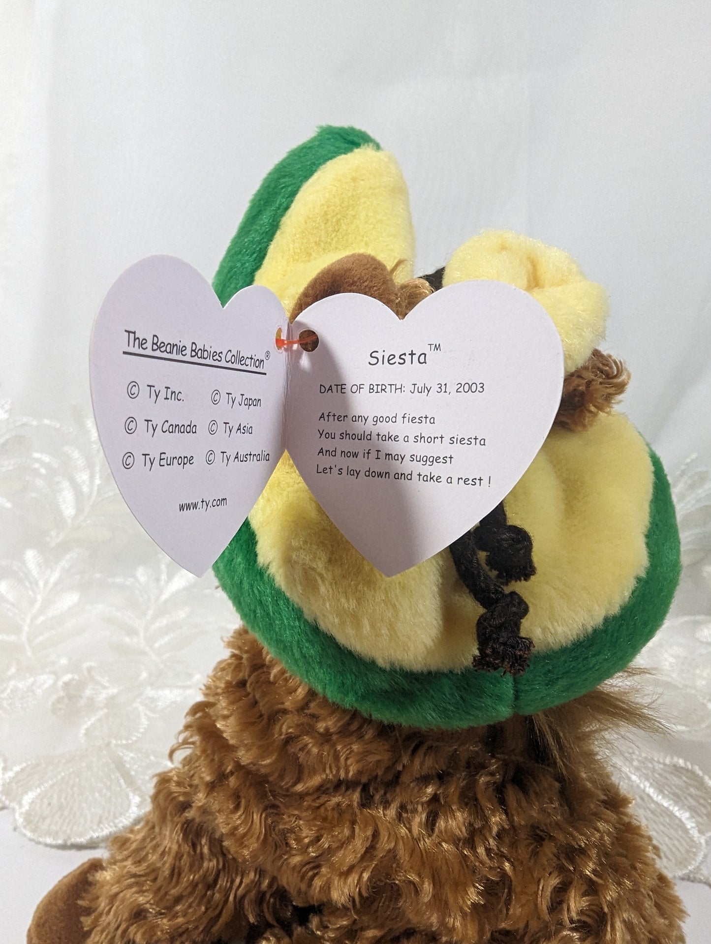 Ty Beanie Baby - Siesta The Donkey With Sombrero (6.5 in) - Vintage Beanies Canada
