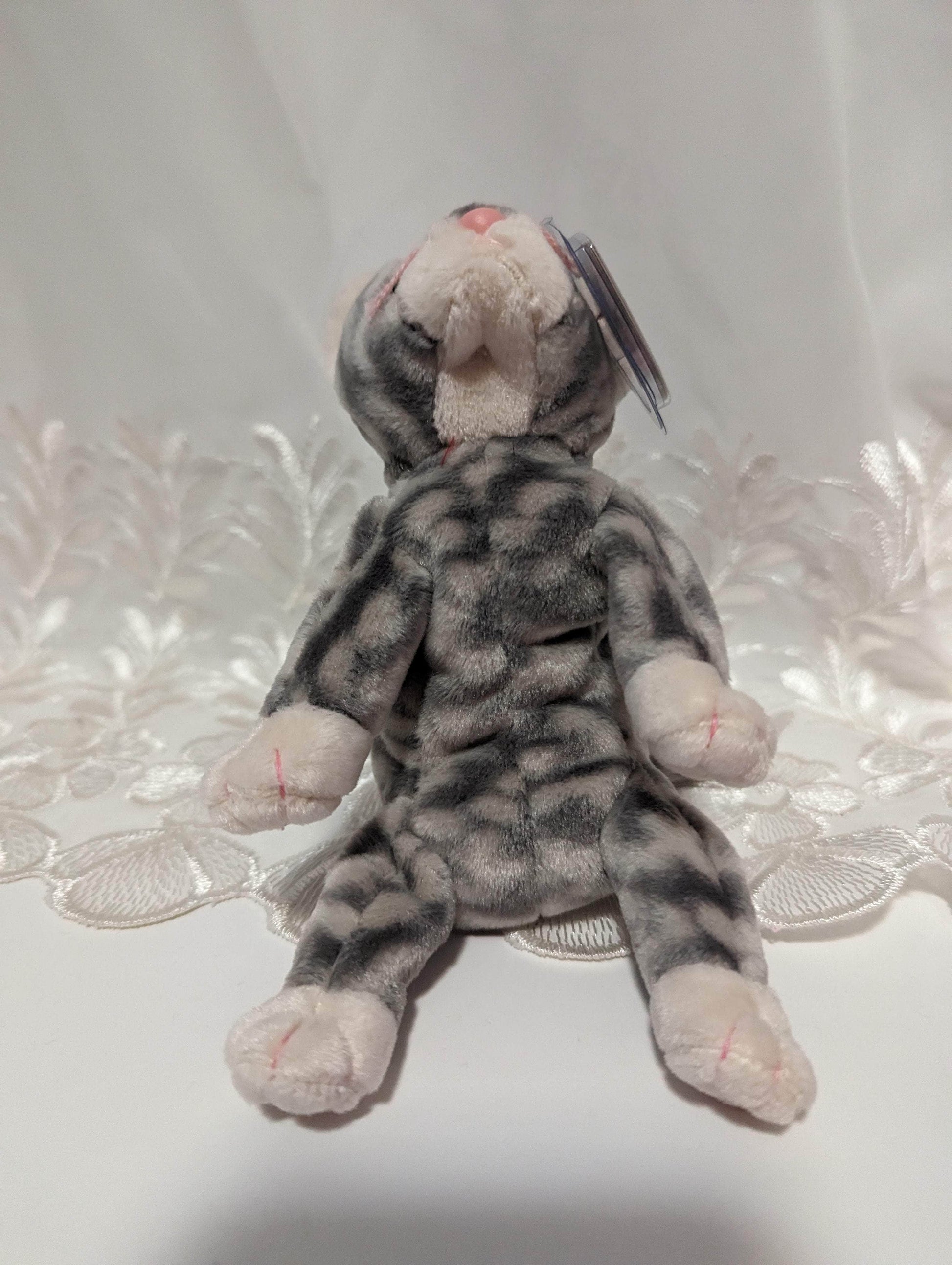 Ty Beanie Baby - Silver The Tabby Cat (6in) - Vintage Beanies Canada