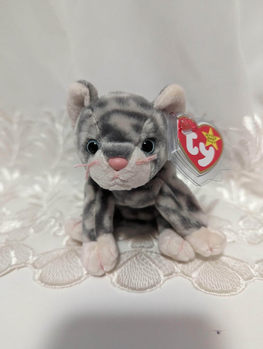 Ty Beanie Baby - Silver The Tabby Cat (6in) - Vintage Beanies Canada