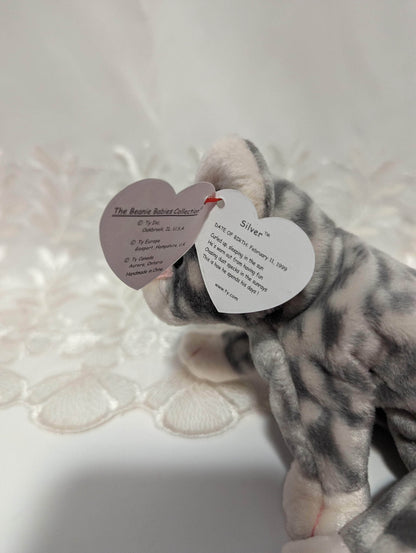 Ty Beanie Baby - Silver The Tabby Cat (6in) - Vintage Beanies Canada