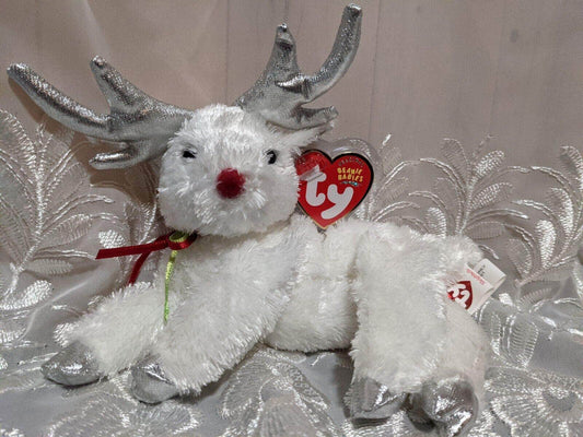 Ty Beanie Baby - Sleighbelle The White Reindeer (6in) - Vintage Beanies Canada