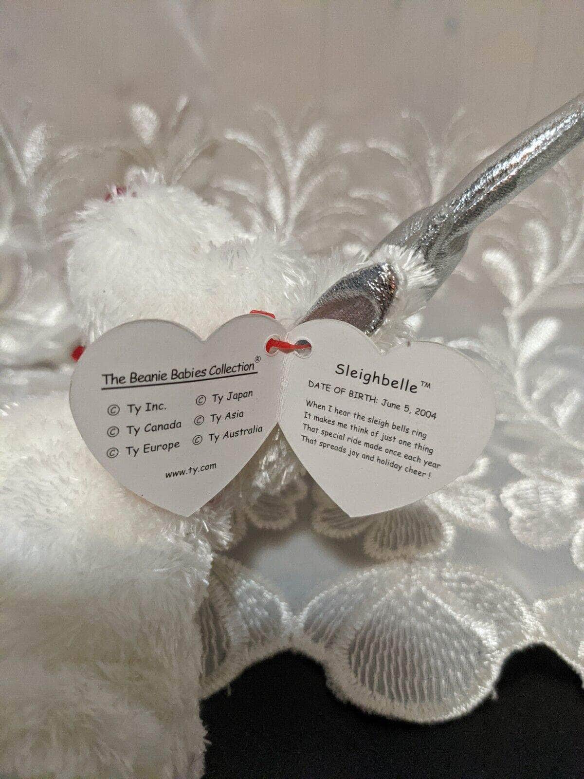 Ty Beanie Baby - Sleighbelle The White Reindeer (6in) - Vintage Beanies Canada