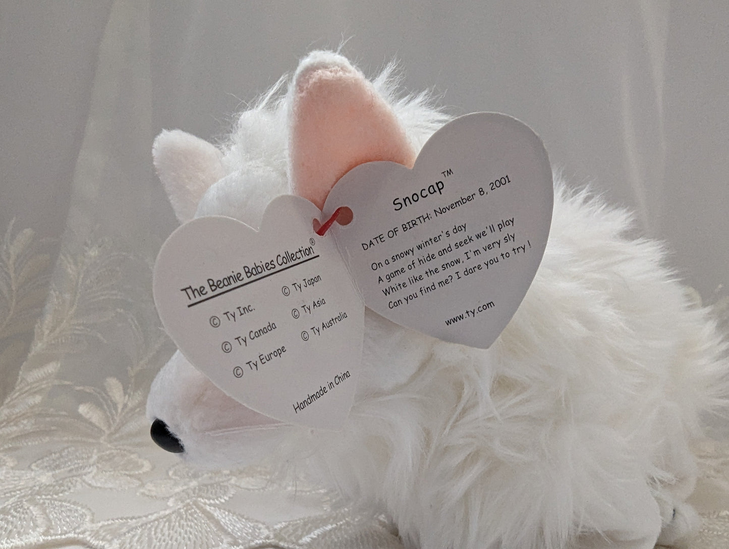Ty Beanie Baby- Snocap The Arctic Wolf (9in) - Vintage Beanies Canada