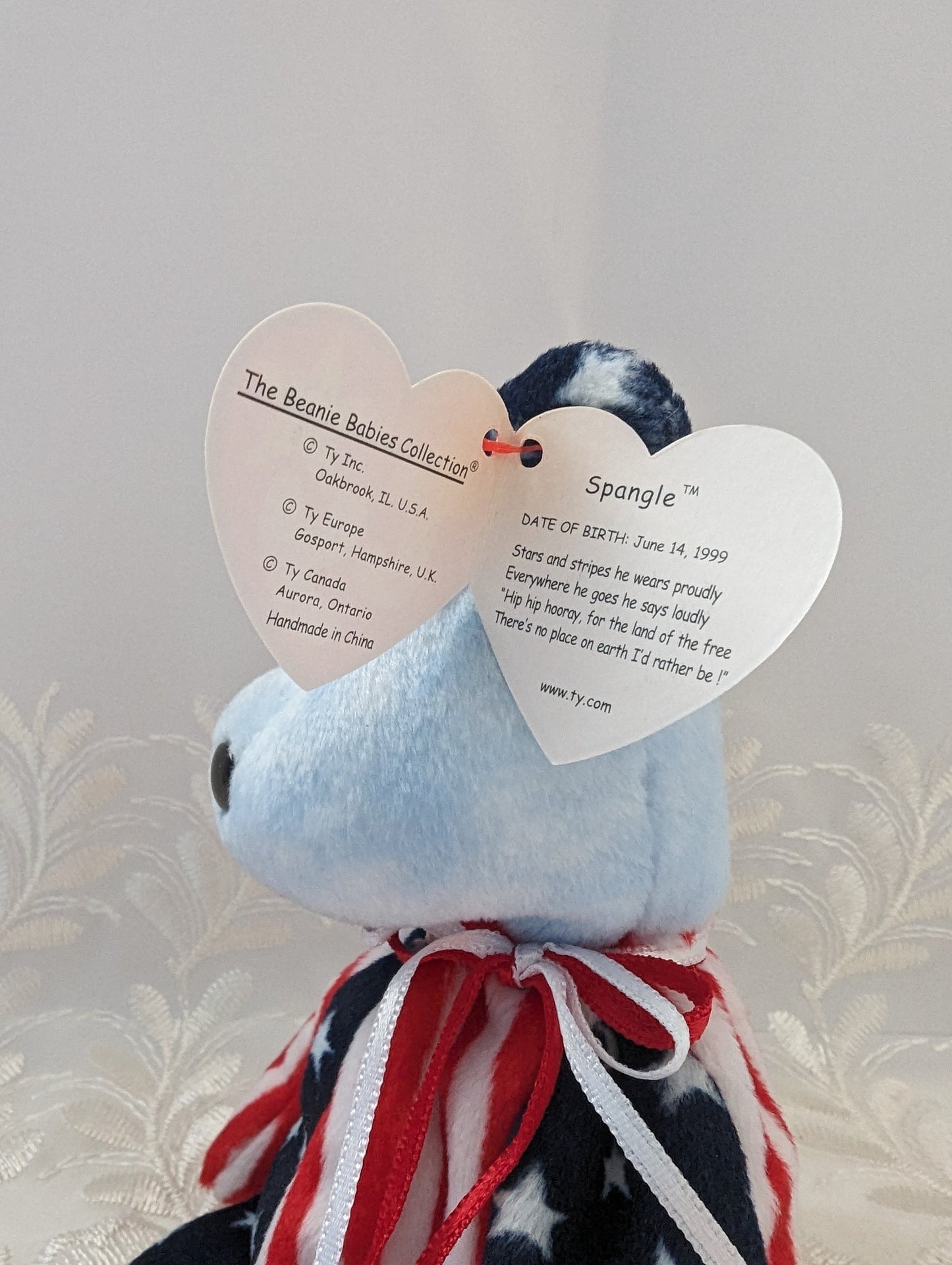 Ty Beanie Baby - Spangle The USA Bear (Blue Face Version) 8.5in - Vintage Beanies Canada