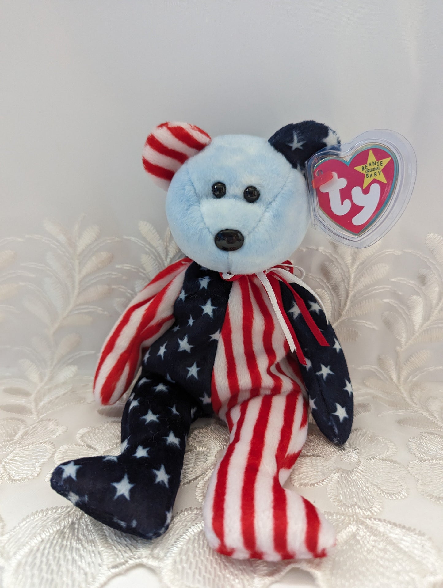 Ty Beanie Baby - Spangle The USA Bear (Blue Face Version) 8.5in - Vintage Beanies Canada