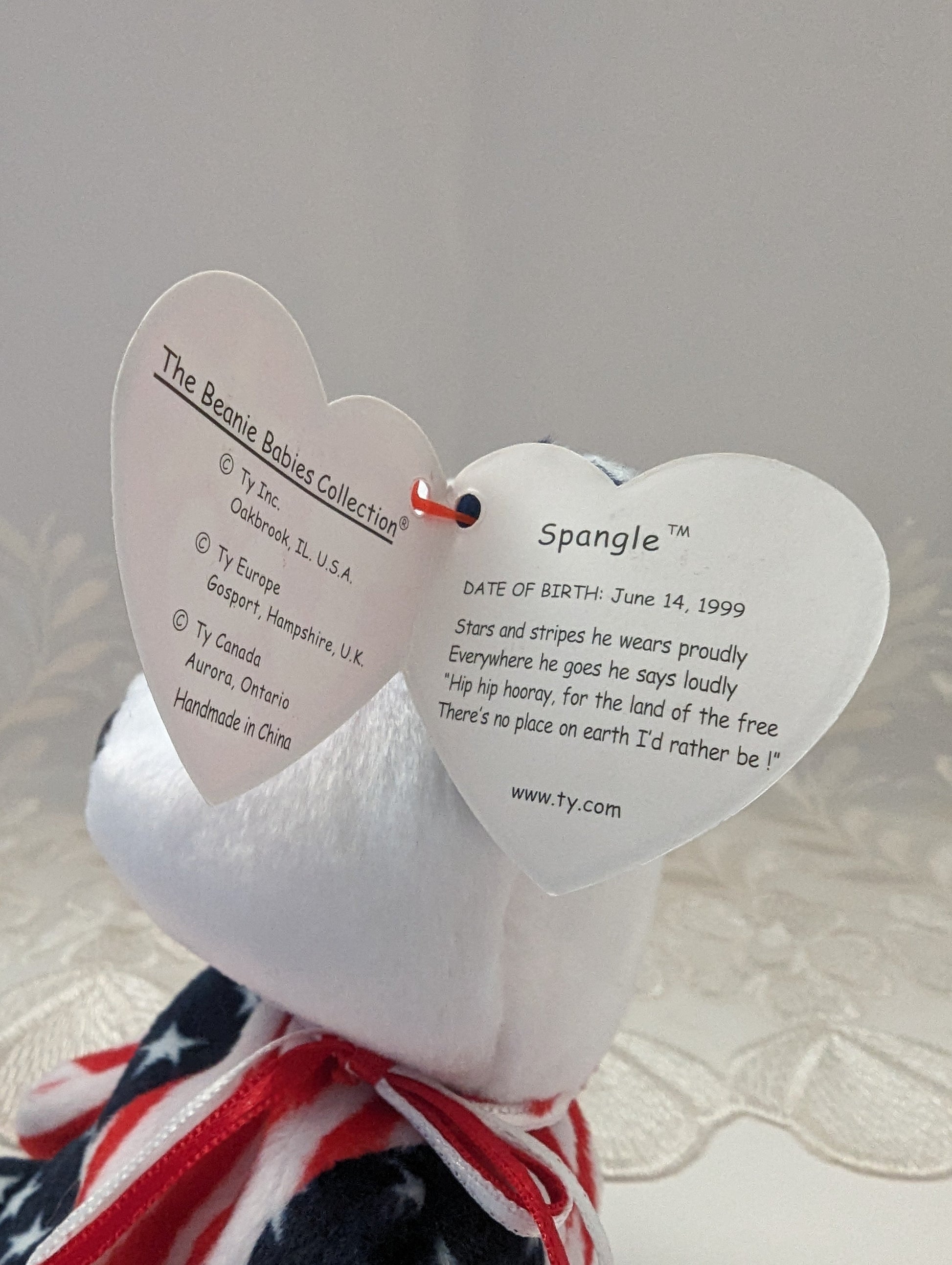 Ty Beanie Baby - Spangle The USA Bear White Face Version (8.5in) - Vintage Beanies Canada