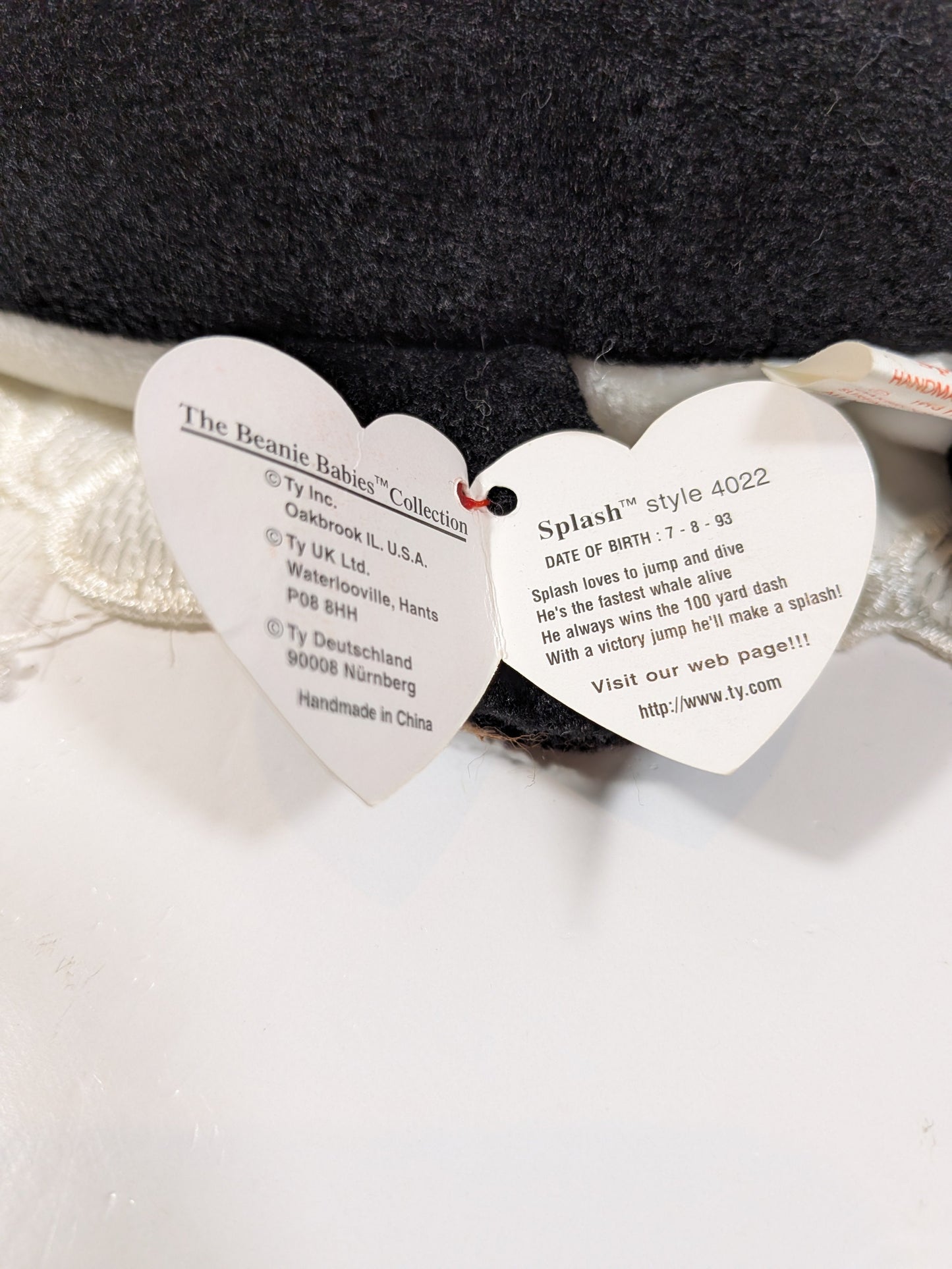 Ty Beanie baby - Splash The Whale (8in) Non - mint Tag - Vintage Beanies Canada