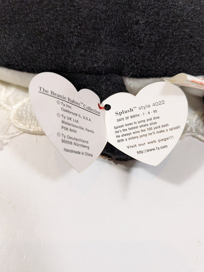 Ty Beanie baby - Splash The Whale (8in) Non - mint Tag - Vintage Beanies Canada