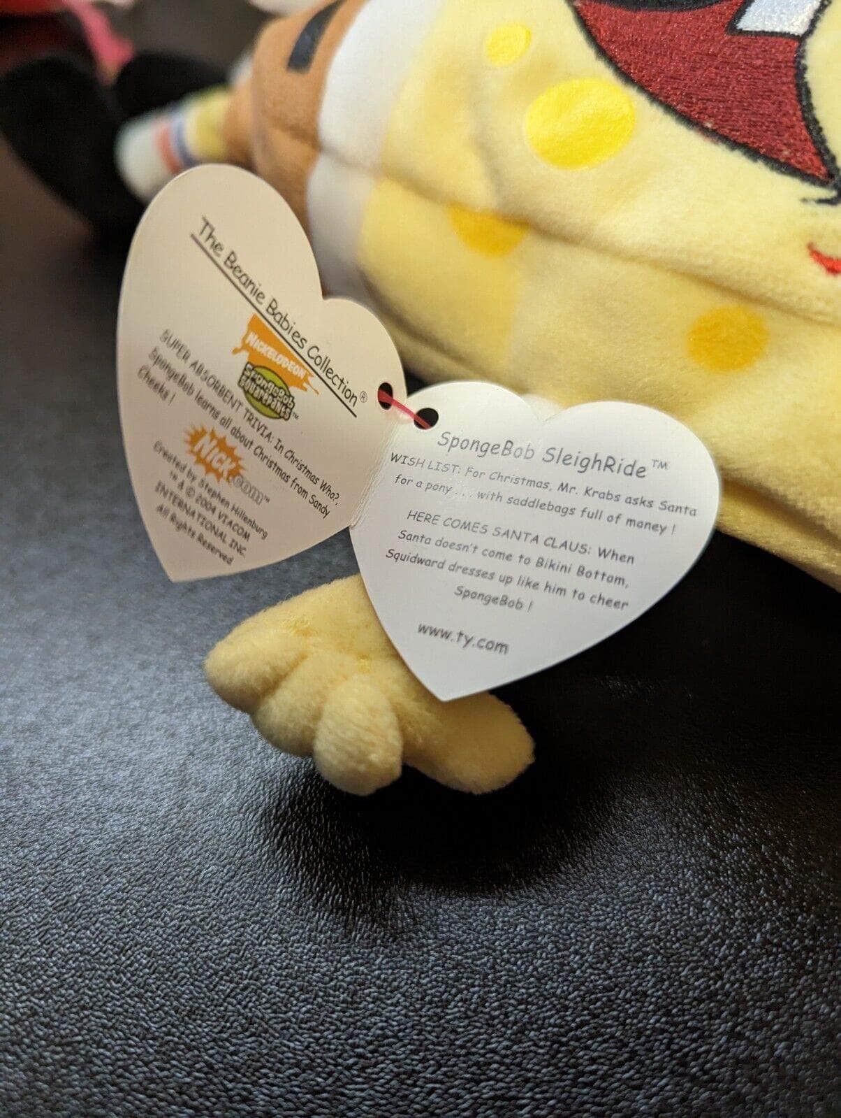 Ty Beanie Baby - SpongeBob Sleighride Dressed Up Like Christmas Reindeer (10in) - Vintage Beanies Canada