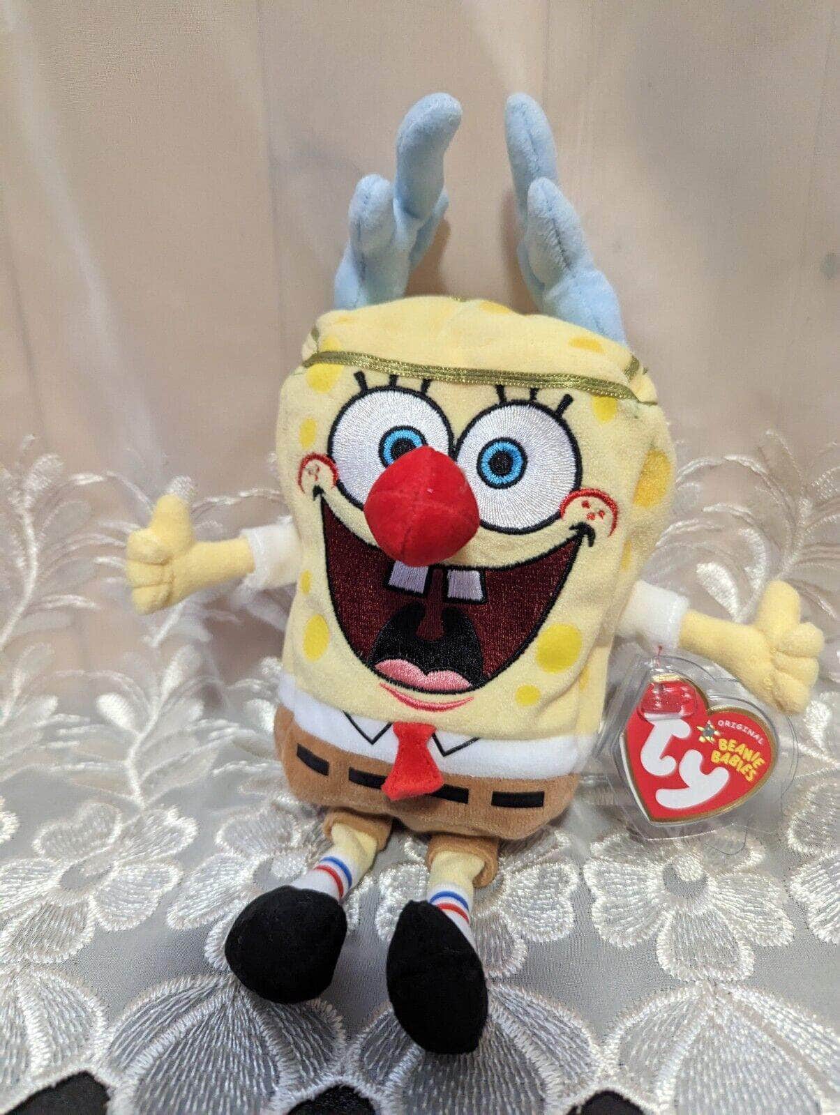 Ty Beanie Baby - SpongeBob Sleighride Dressed Up Like Christmas Reindeer (10in) - Vintage Beanies Canada