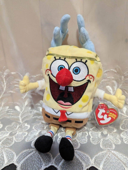 Ty Beanie Baby - SpongeBob Sleighride Dressed Up Like Christmas Reindeer (10in) - Vintage Beanies Canada