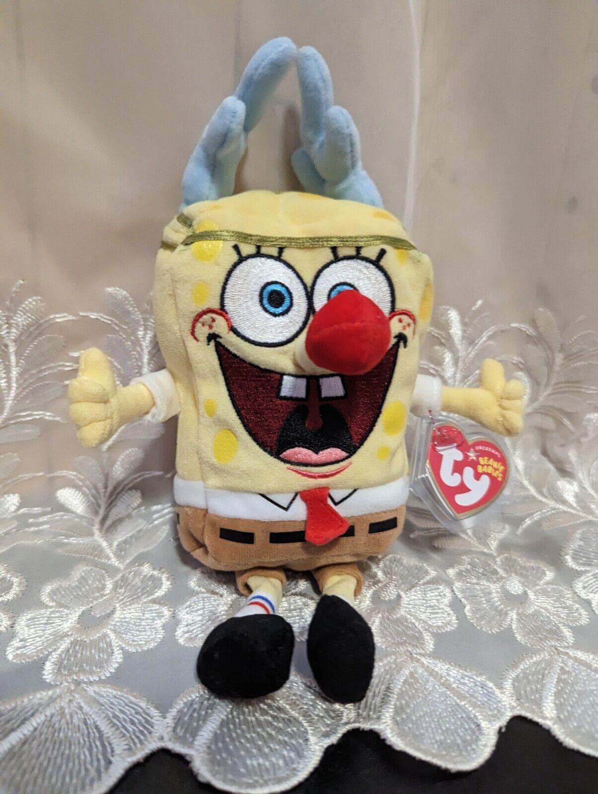 Ty Beanie Baby - SpongeBob Sleighride Dressed Up Like Christmas Reindeer (10in) - Vintage Beanies Canada