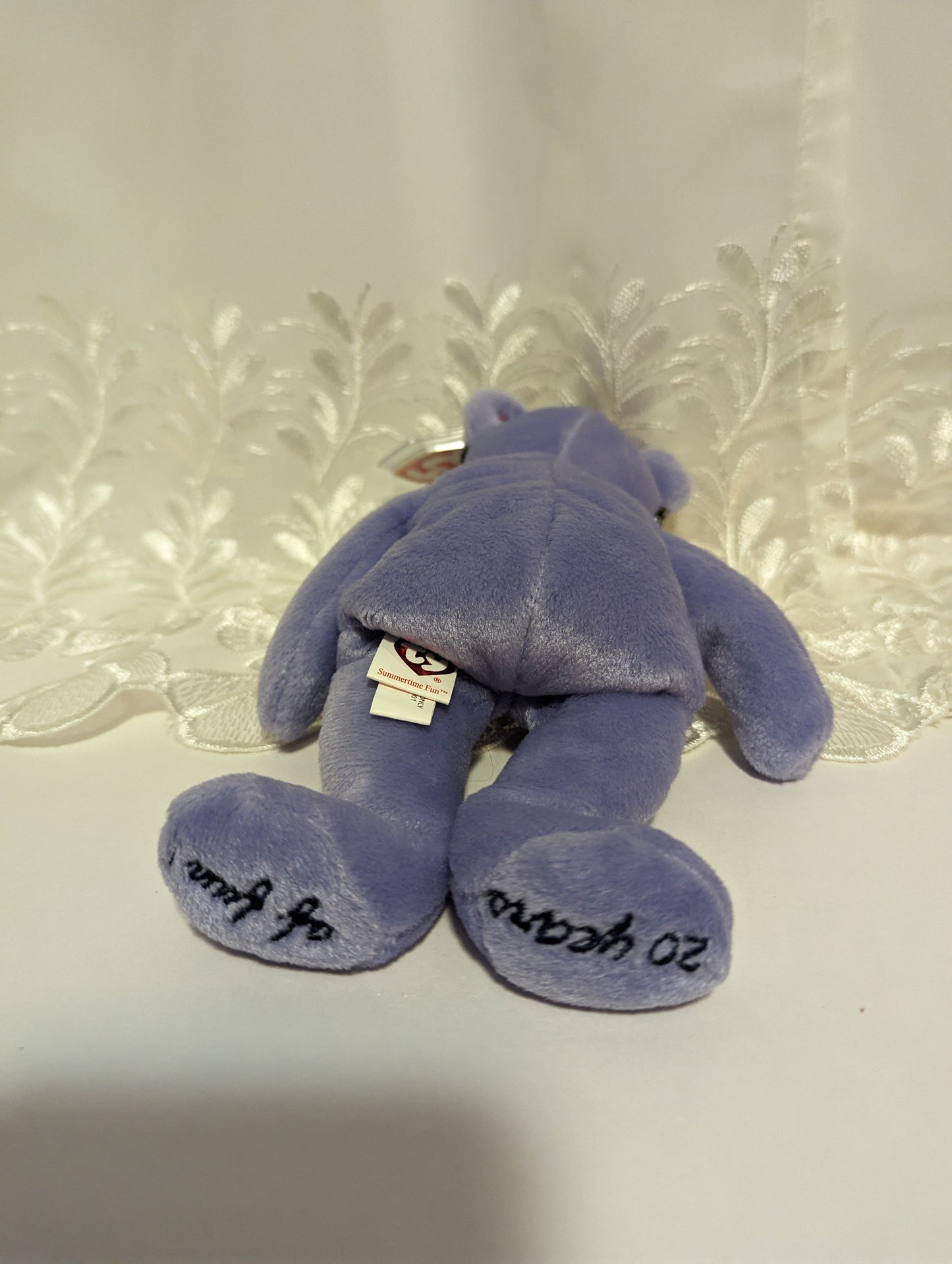 Ty Beanie Baby - Summertime Fun The Toronto Purple Bear (8.5in) Near Mint - Vintage Beanies Canada