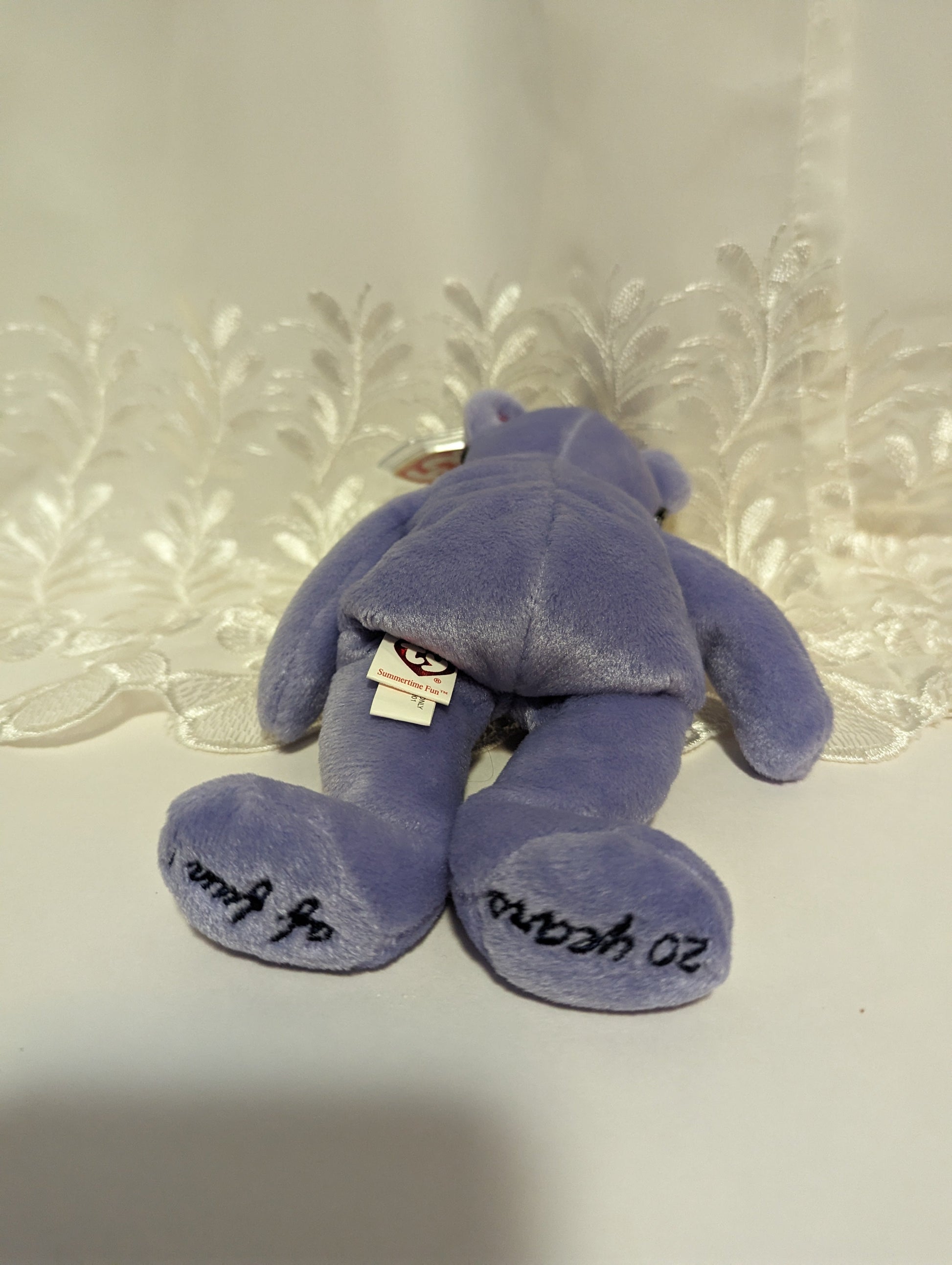 Ty Beanie Baby - Summertime Fun The Toronto Purple Bear (8.5in) Near Mint - Vintage Beanies Canada
