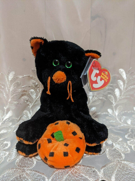 Ty Beanie Baby - Superstition The Halloween Cat With Pumpkin (5in) Near Mint - Vintage Beanies Canada