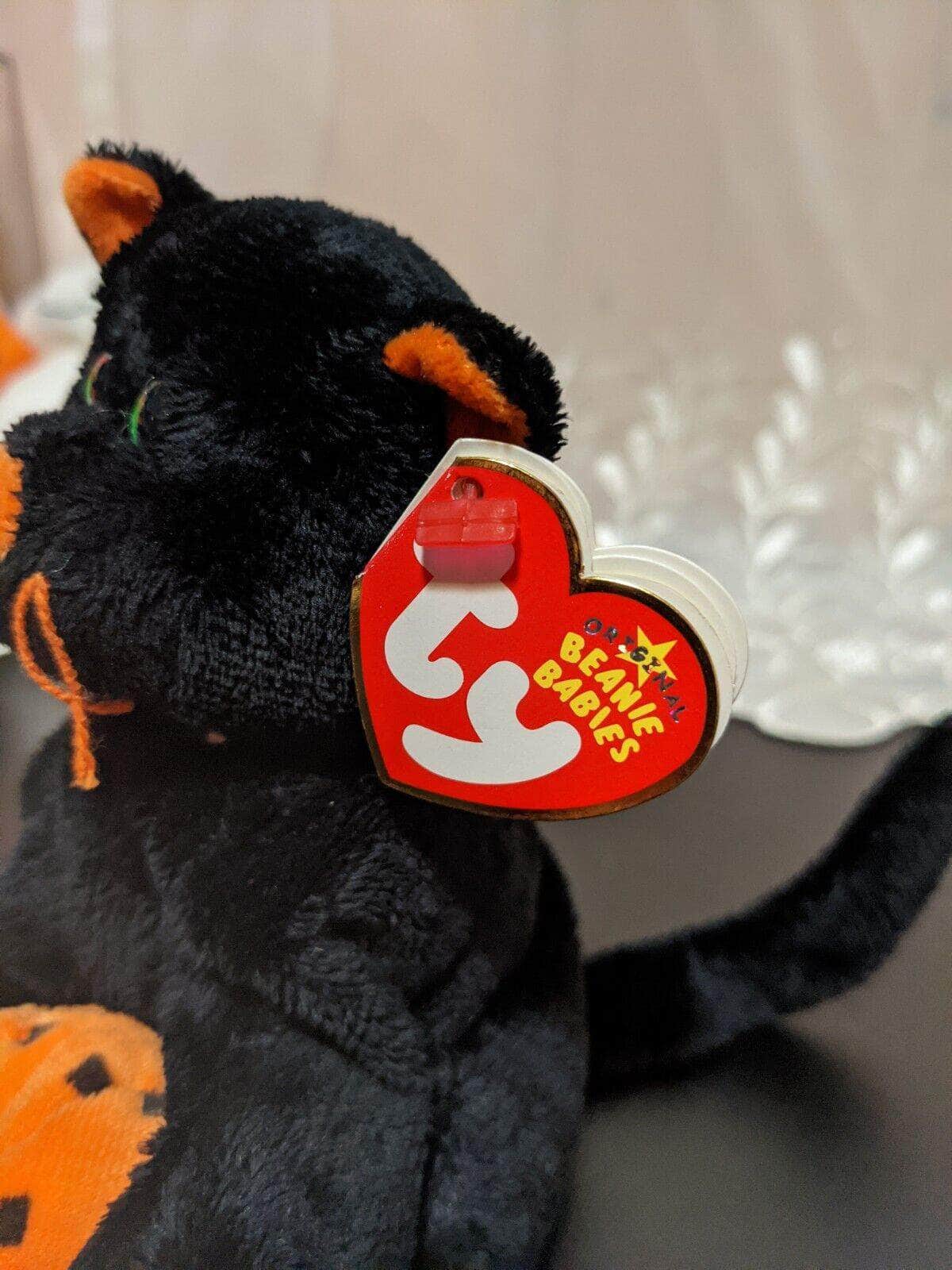 Ty Beanie Baby - Superstition The Halloween Cat With Pumpkin (5in) Near Mint - Vintage Beanies Canada