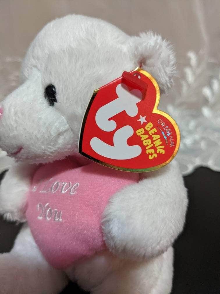 Ty Beanie Baby - Sweetling The Bear With I Love You heart (6in) - Vintage Beanies Canada