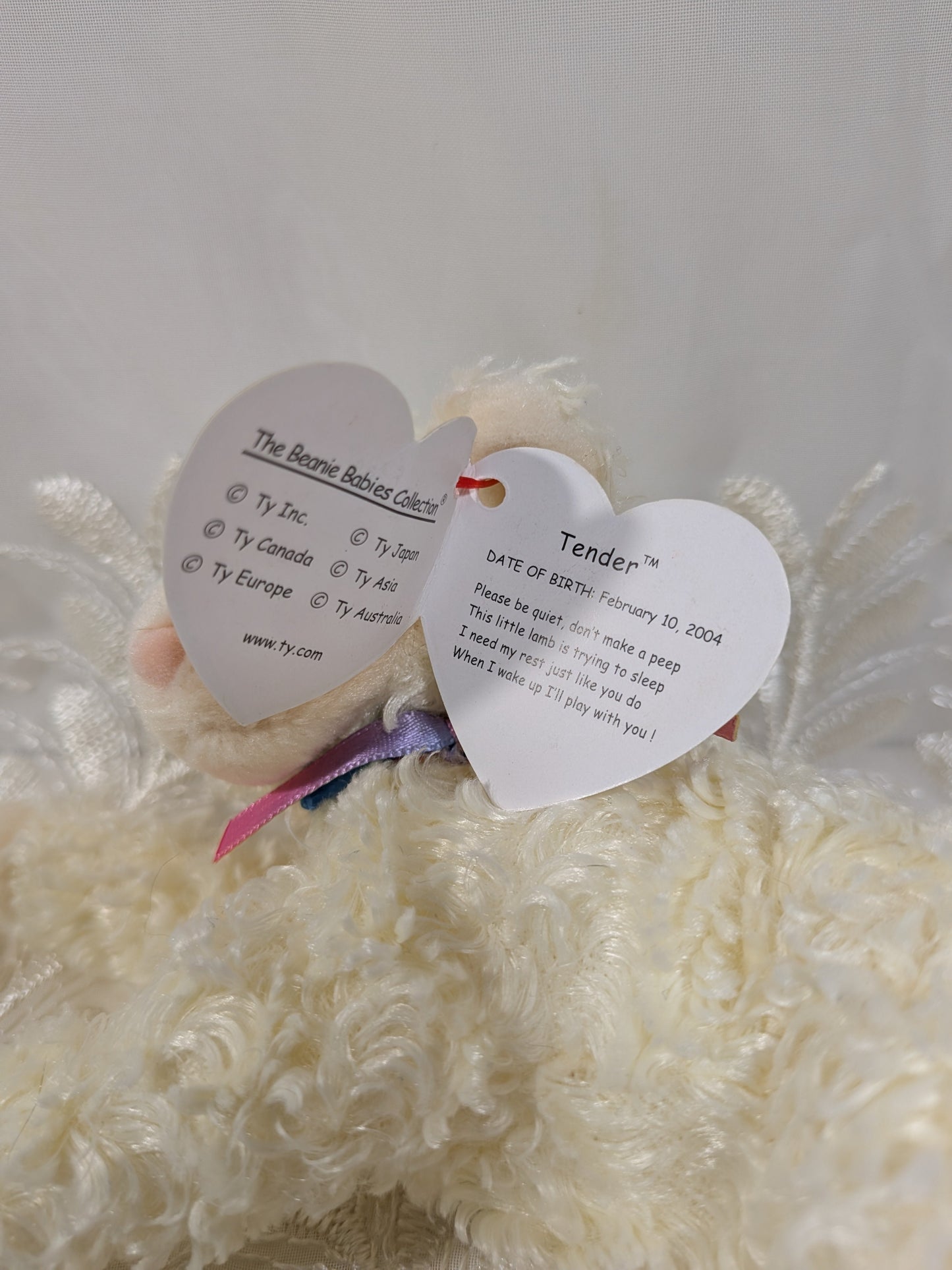 Ty Beanie Baby - Tender The Lamb (7in) Creased Tag - Vintage Beanies Canada