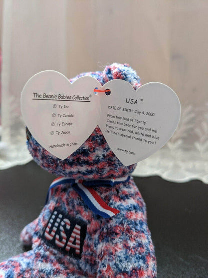 TY Beanie Baby - USA the bear (8.5in) - Vintage Beanies Canada