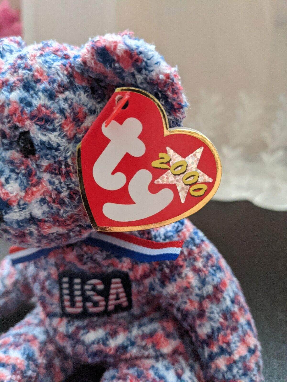 TY Beanie Baby - USA the bear (8.5in) - Vintage Beanies Canada