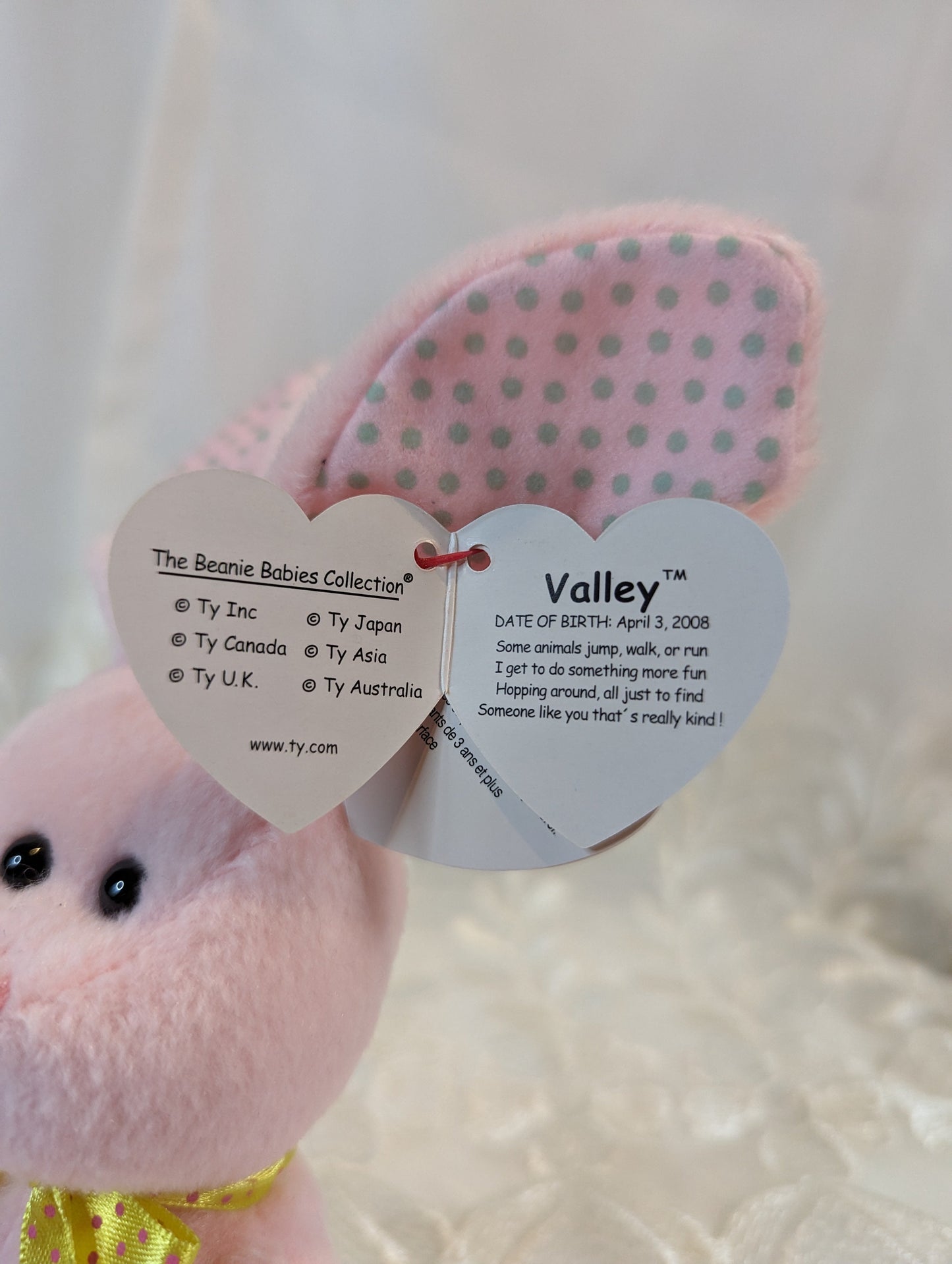 Ty Beanie Baby - Valley The Pink Easter Bunny (6.5in) - Vintage Beanies Canada