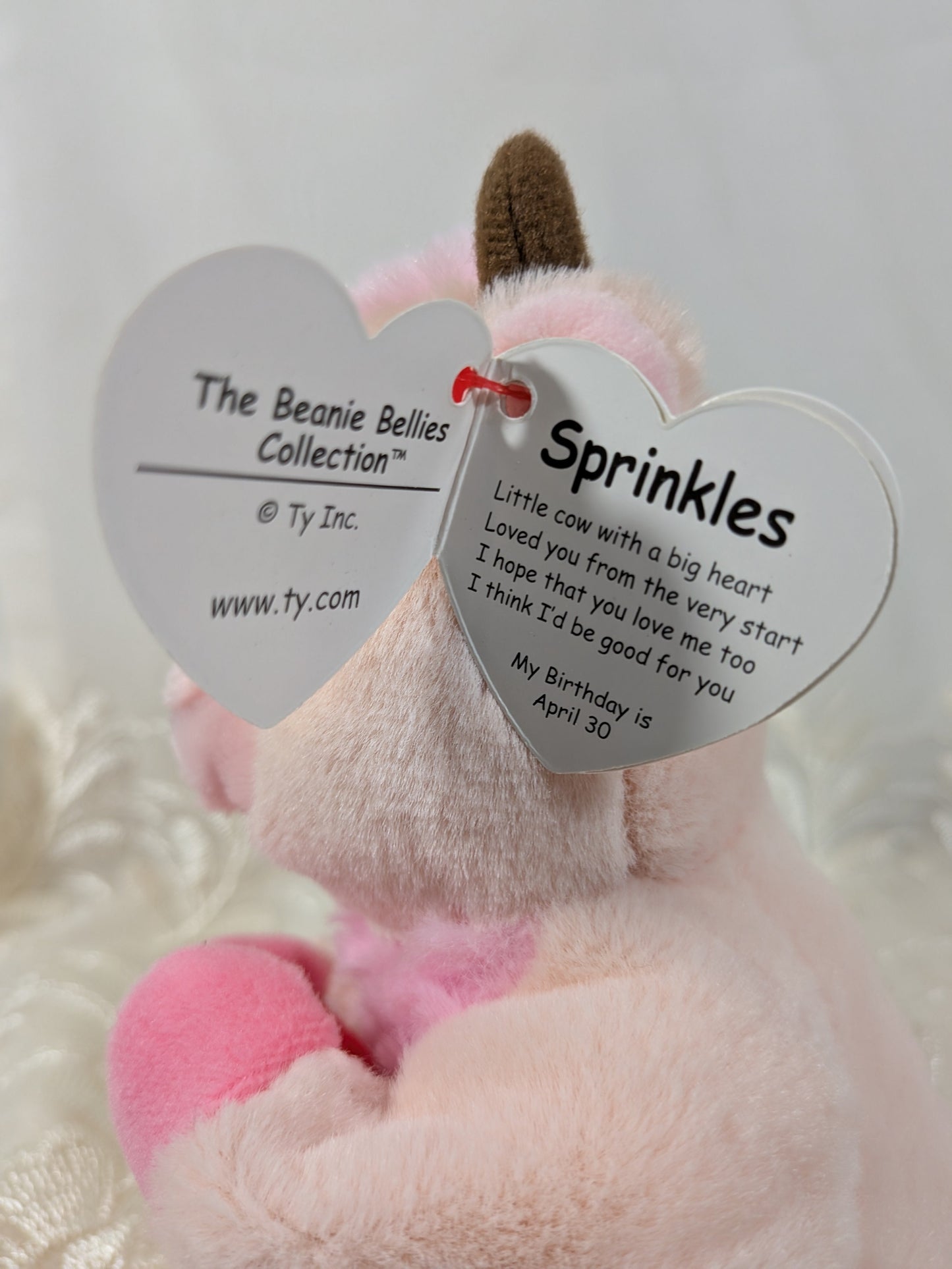 Ty Beanie Bellies - Sprinkles The Pink Cow (8in) - Vintage Beanies Canada