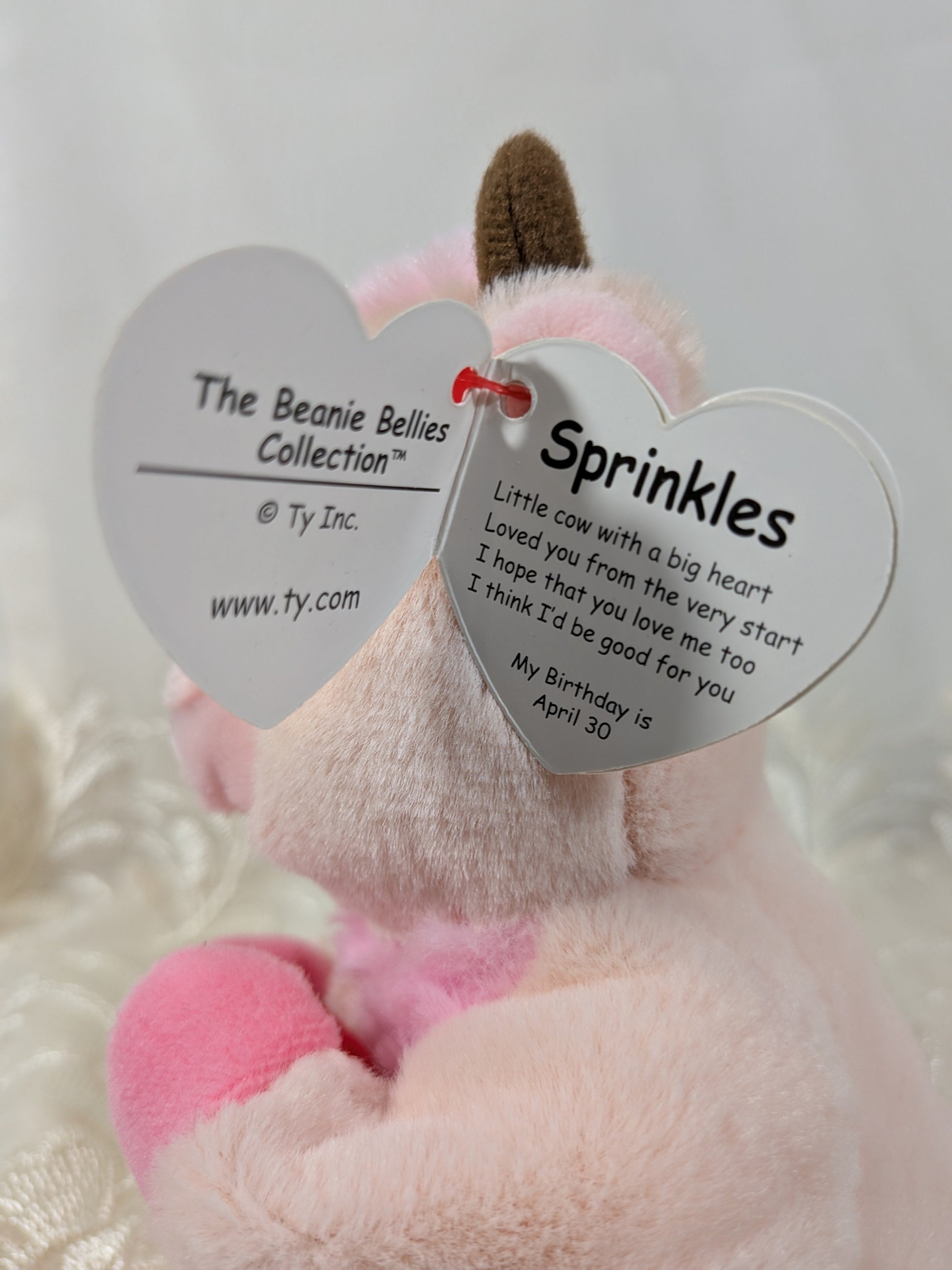 Ty Beanie Bellies - Sprinkles The Pink Cow (8in) - Vintage Beanies Canada