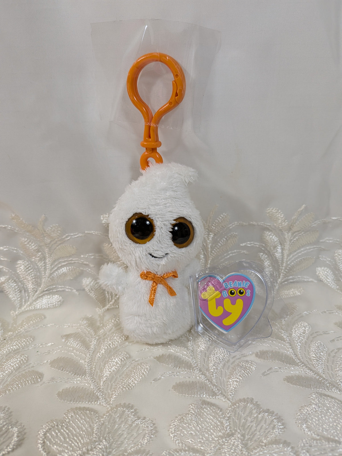 Ty Beanie Boo Clip - Ghosty The Ghost (3.5in) *Rare* First Gen, Purple tag - Vintage Beanies Canada