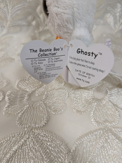 Ty Beanie Boo Clip - Ghosty The Ghost (3.5in) *Rare* First Gen, Purple tag - Vintage Beanies Canada