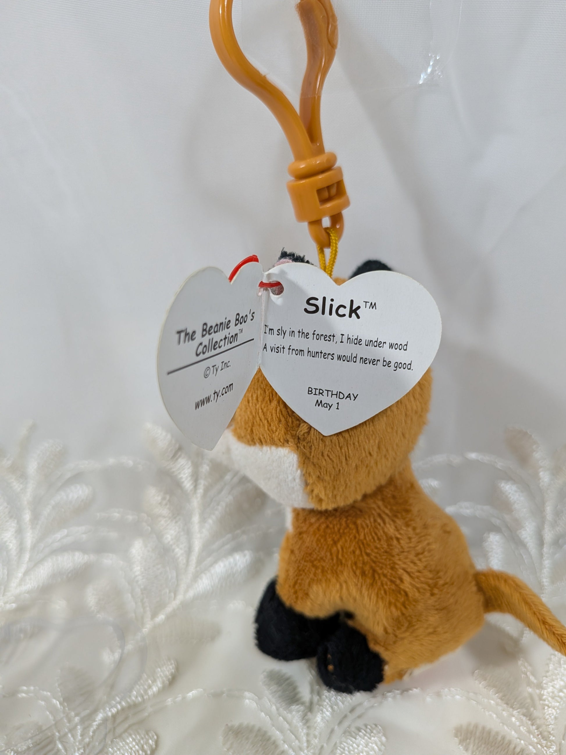 Ty Beanie Boo clip - Slick The Fox (3in) - Vintage Beanies Canada