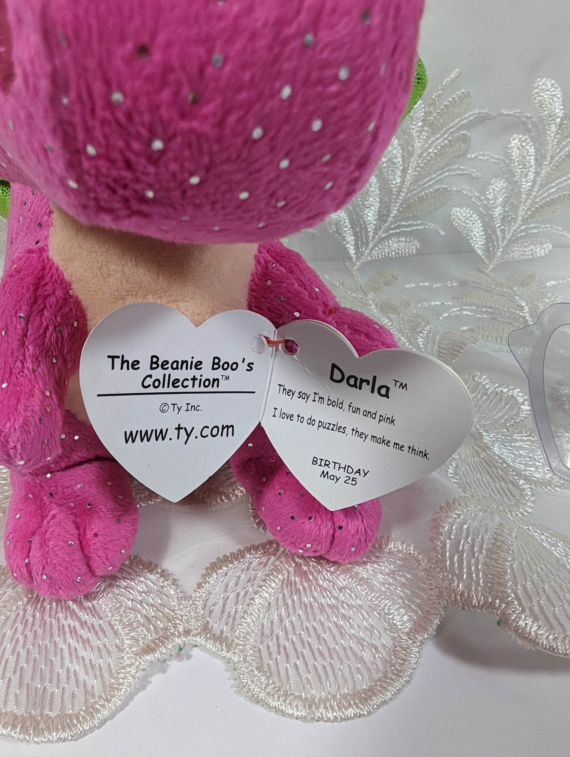Ty Beanie Boo - Darla The Pink Dragon (6in) Creased Tag - Vintage Beanies Canada