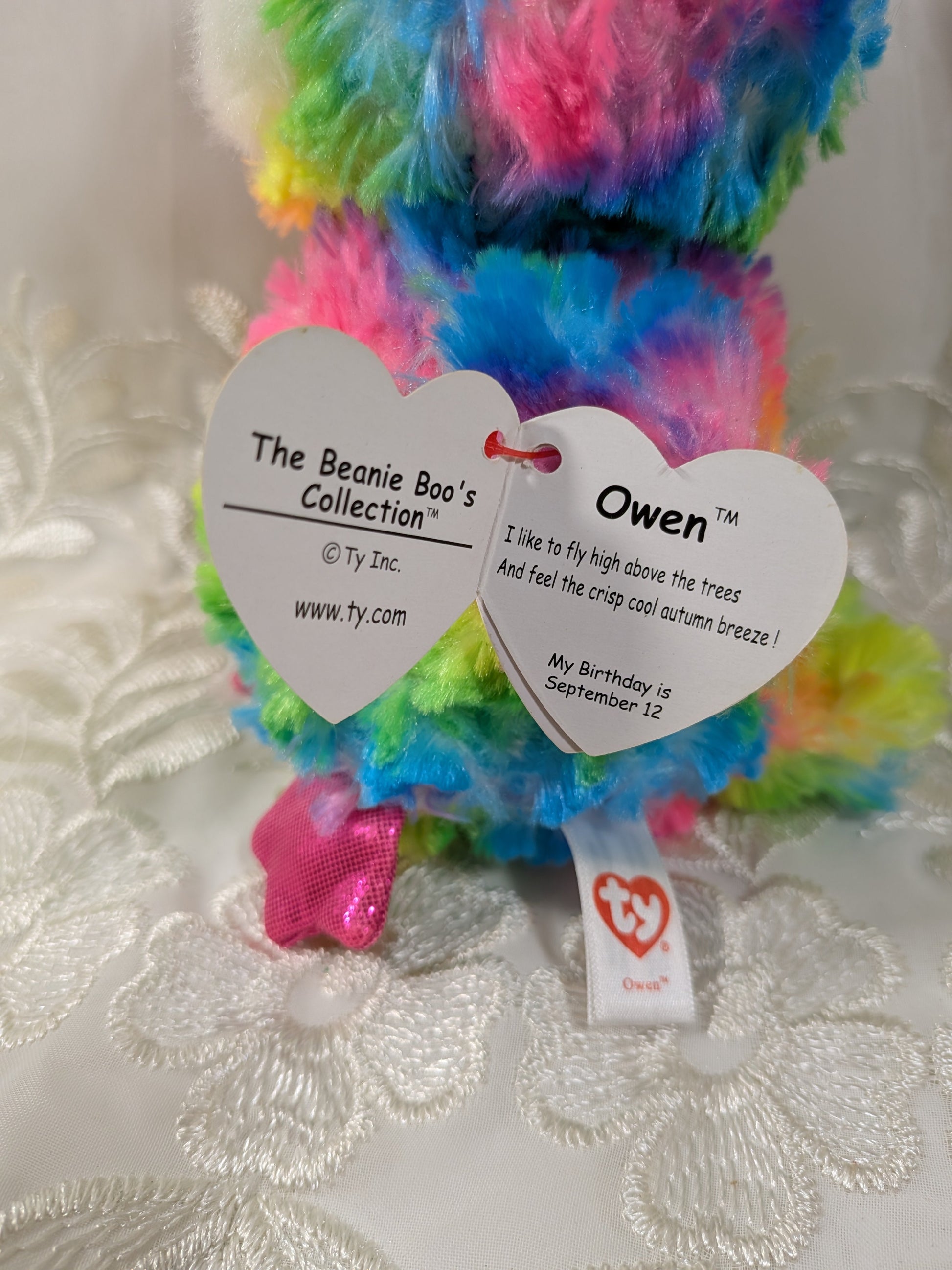 Ty Beanie Boo - Owen The Rainbow Owl (6in) - Vintage Beanies Canada