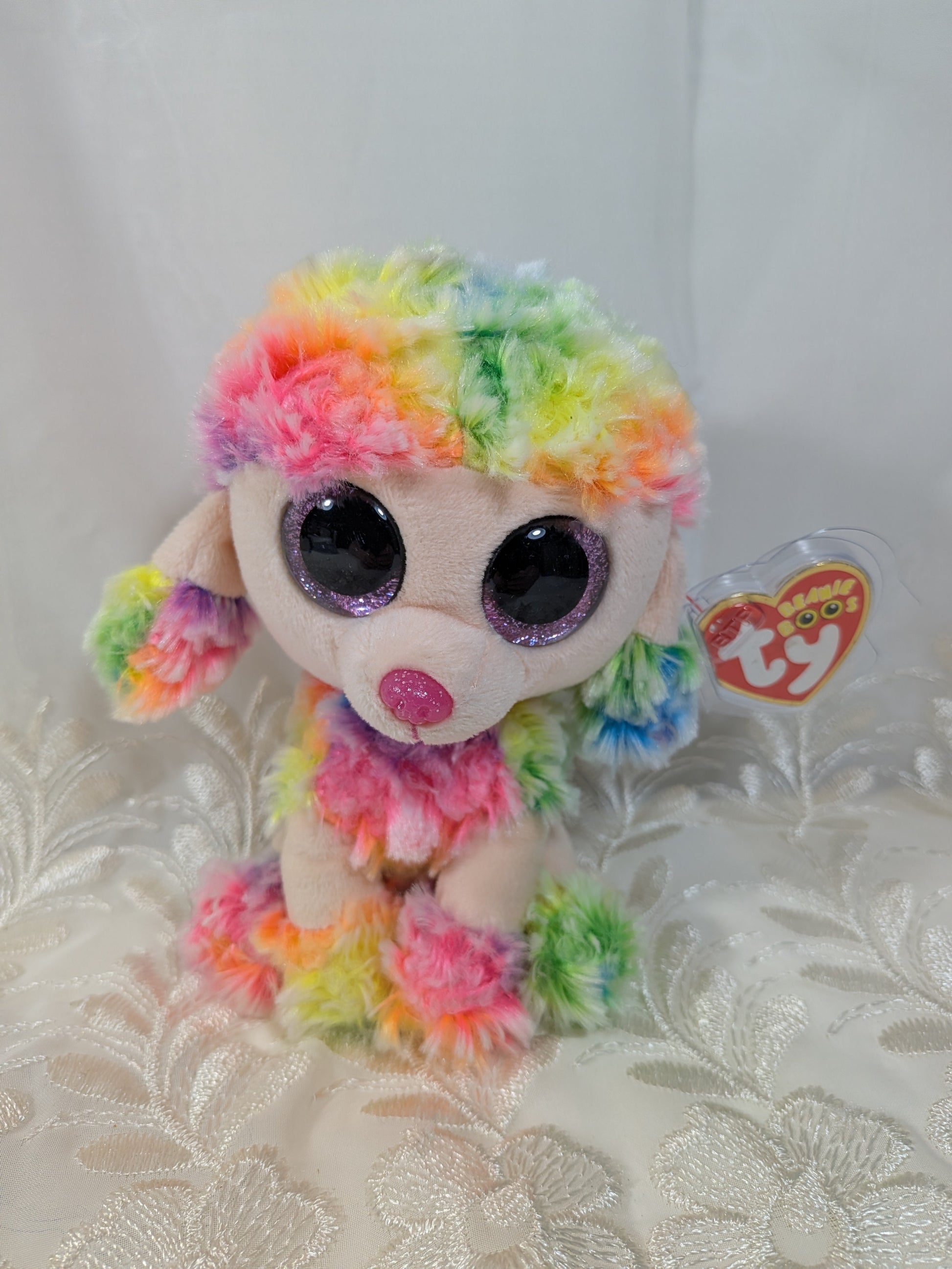 TY Beanie Boo - Rainbow The Poodle Dog (6 in) Non - mint Tag - Vintage Beanies Canada