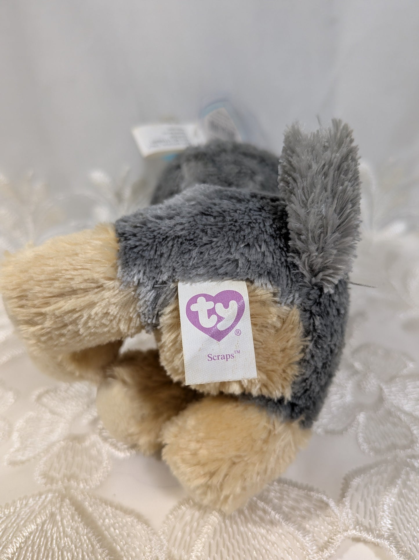 Ty Beanie Boo - Scraps The Schnauzer Dog (6in) First Generation, Purple Tag - Vintage Beanies Canada