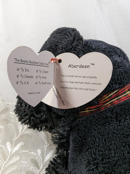 Ty Beanie Buddy - Aberdeen The Black Scottish Terrier Dog (11in) *Rare* Near Mint Tag - Vintage Beanies Canada