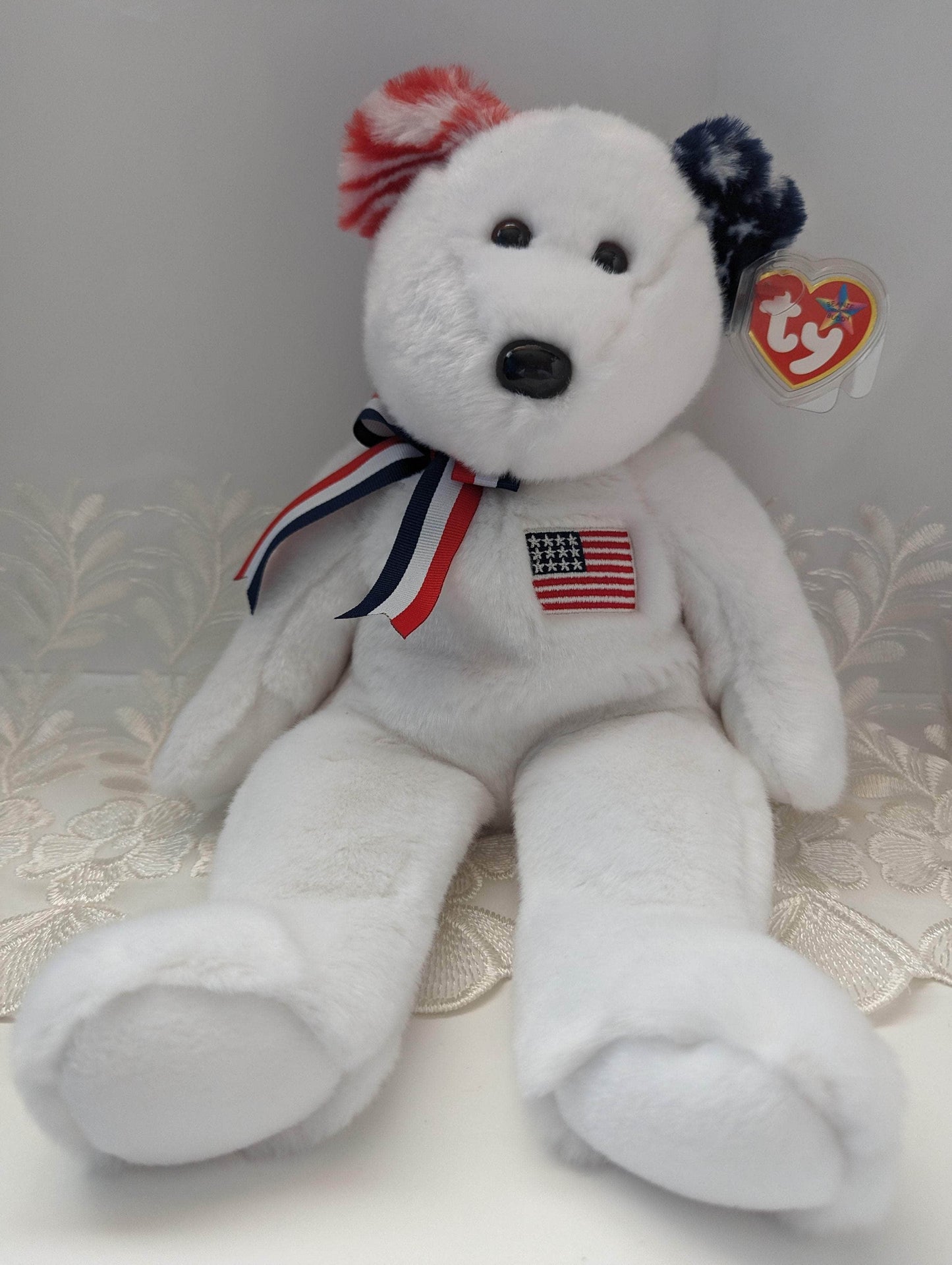Ty Beanie Buddy - America The White Bear (14in) - Vintage Beanies Canada