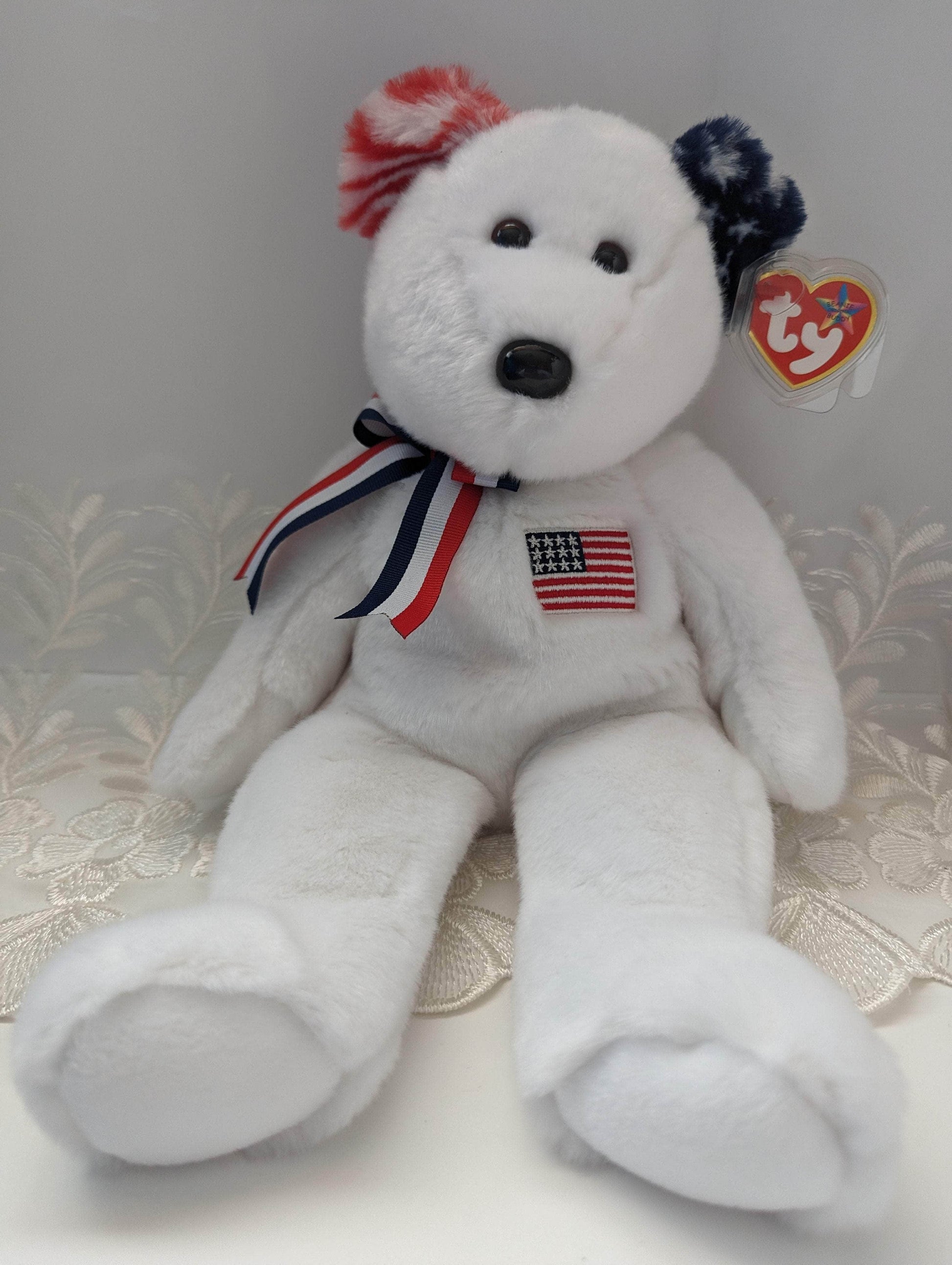 Ty Beanie Buddy - America The White Bear (14in) - Vintage Beanies Canada