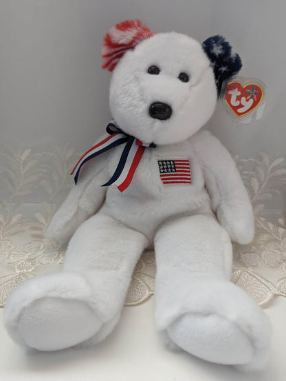 Ty Beanie Buddy - America The White Bear (14in) - Vintage Beanies Canada