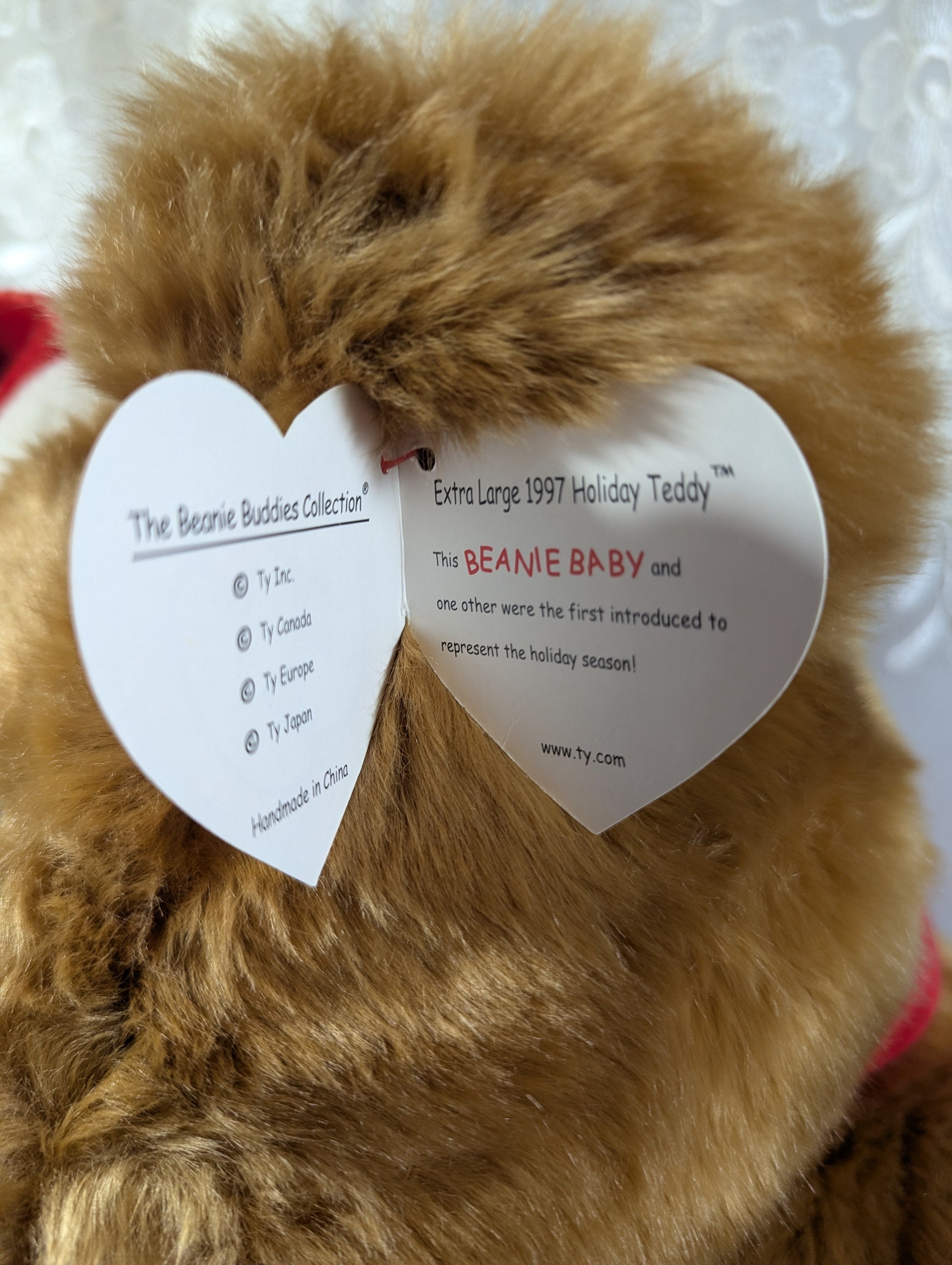 Ty Beanie Buddy - Extra Large 1997 Holiday Teddy (28 in) *Rare* Creased tag - Vintage Beanies Canada
