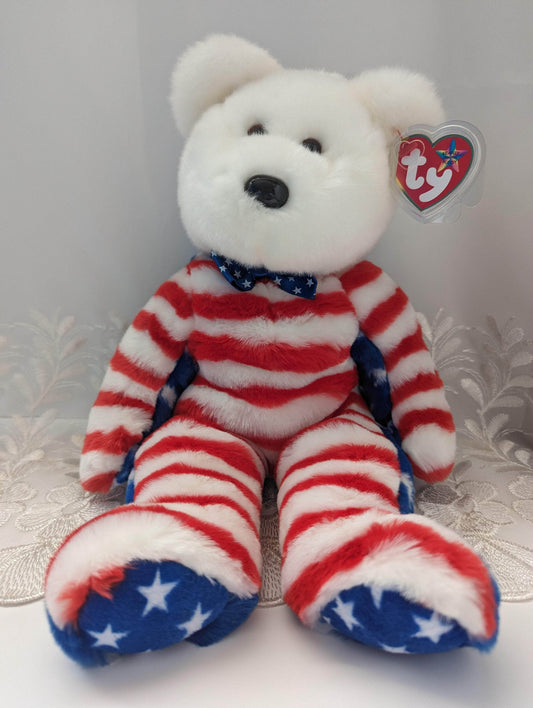 Ty Beanie Buddy - Liberty the white-faced bear (14in) - Vintage Beanies Canada
