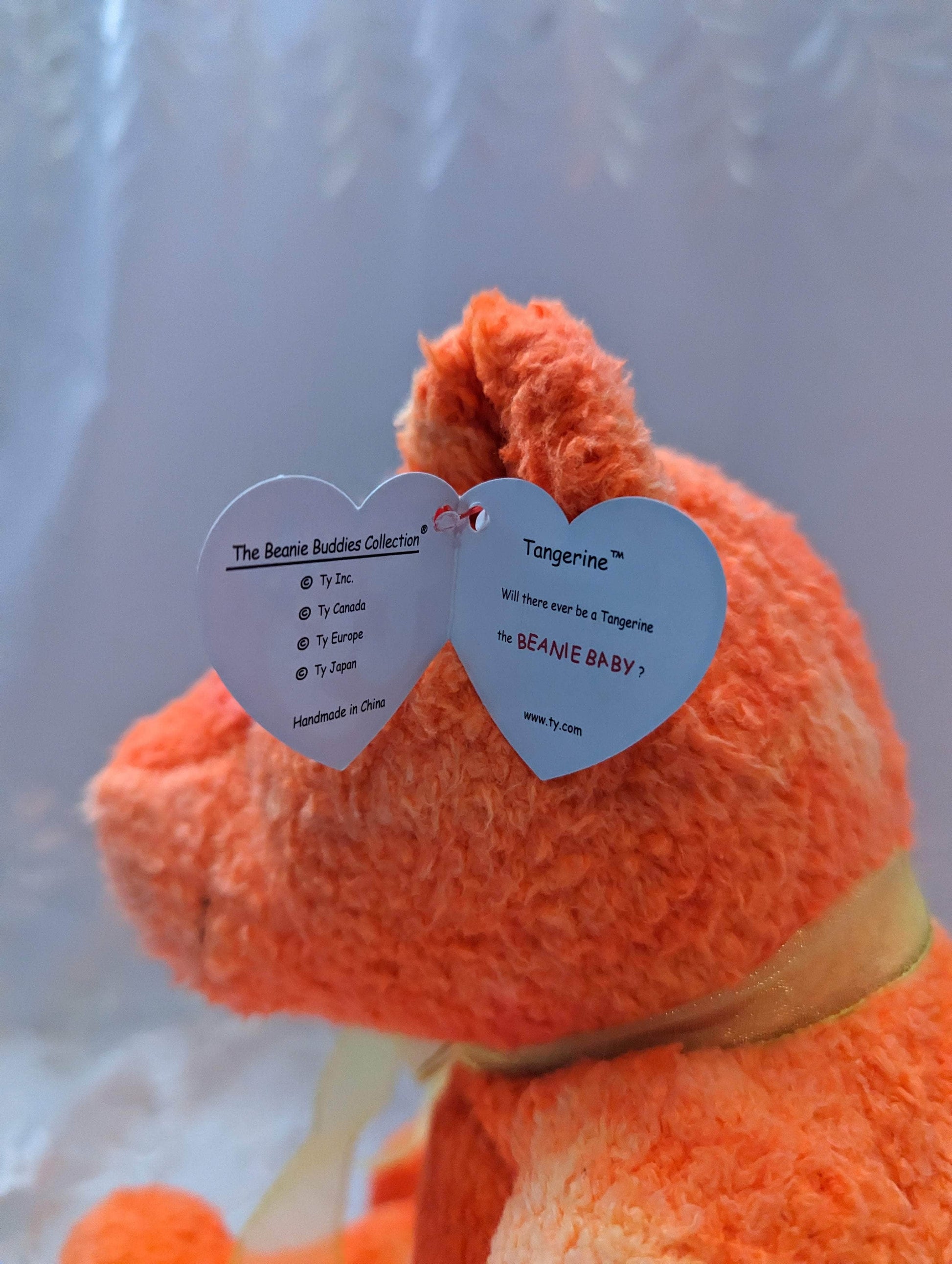 Ty Beanie Buddy - Tangerine The Bear (Terry Cloth Version) 10in - Vintage Beanies Canada
