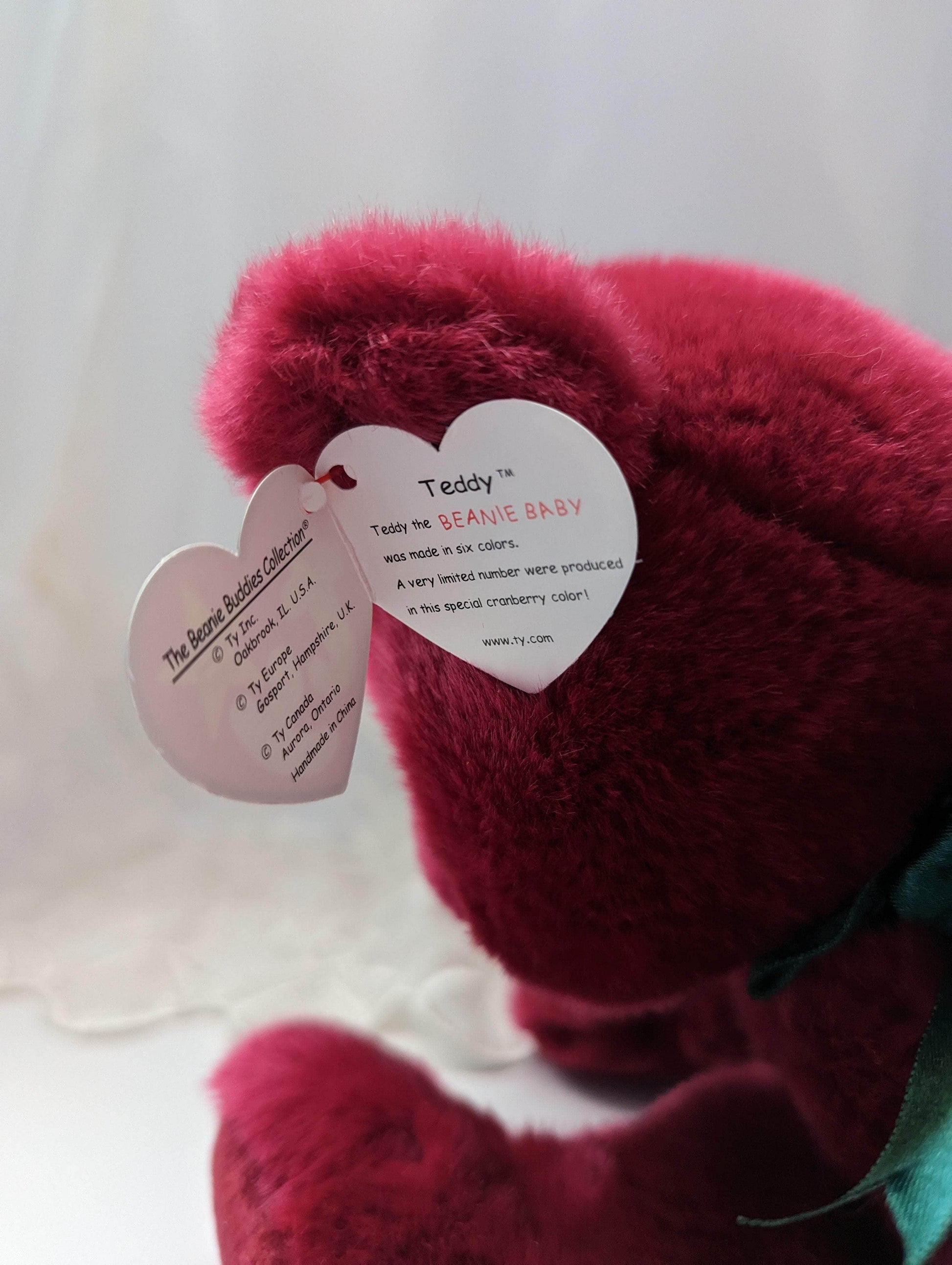 Ty Beanie Buddy - Teddy The Cranberry Bear (12in) - Vintage Beanies Canada