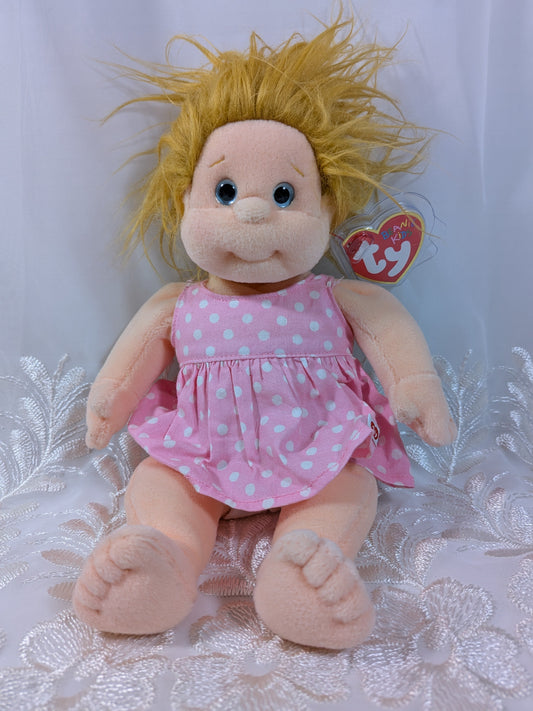 Ty Beanie Kids - Precious The Girl Doll Wearing Pink Dress Ty Gear (10in) - Vintage Beanies Canada