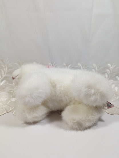 Ty Classic collection - Bows the White Bunny Rabbit (10in) Near Mint Tag - Vintage Beanies Canada