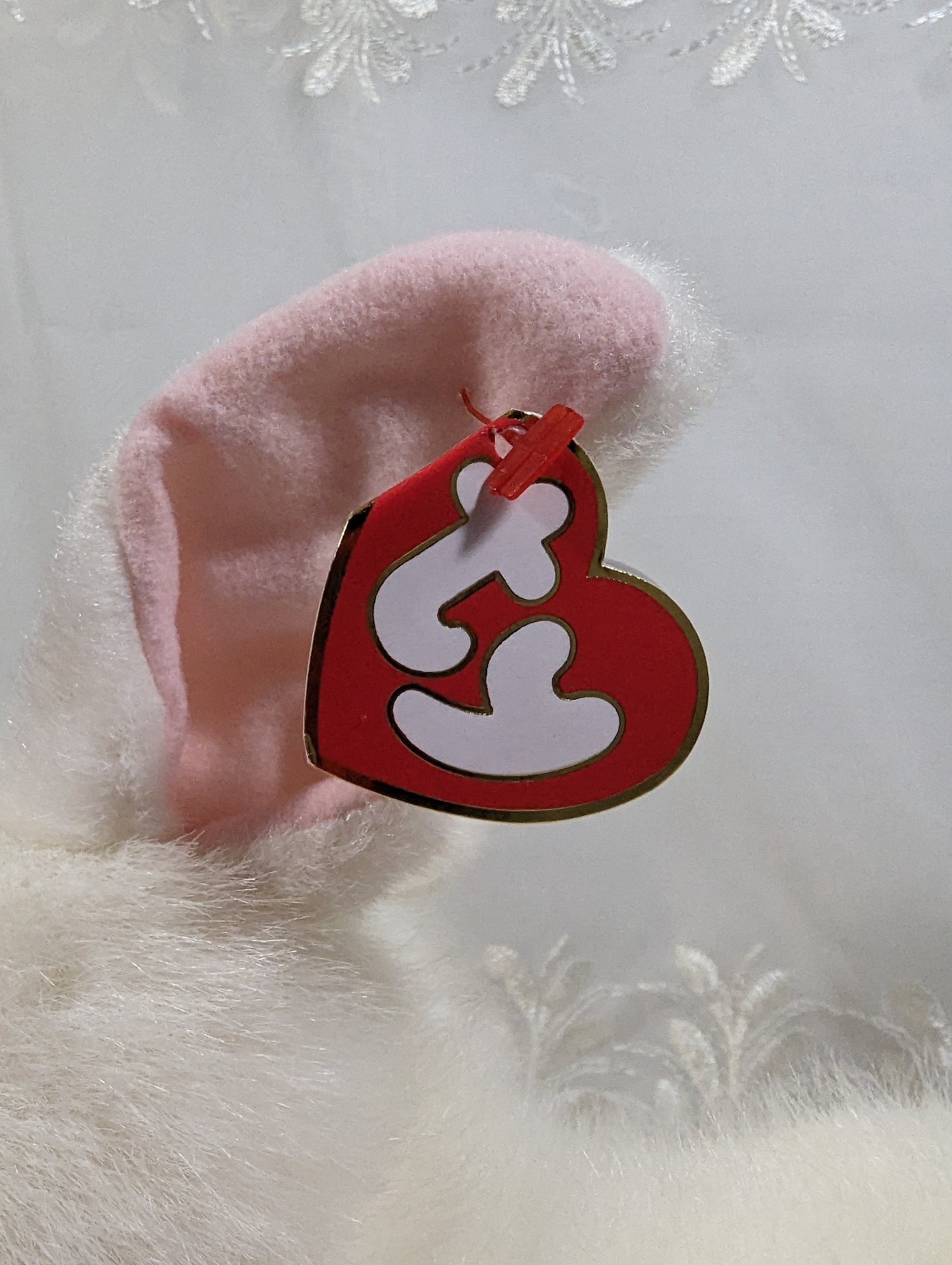 Ty Classic collection - Bows the White Bunny Rabbit (10in) Near Mint Tag - Vintage Beanies Canada