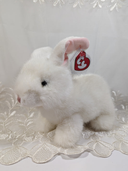 Ty Classic collection - Bows the White Bunny Rabbit (10in) Near Mint Tag - Vintage Beanies Canada